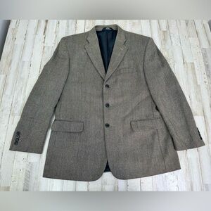 Haggar Collection Mens Sport Coat Three Button Gray Herringbone Sz 46R